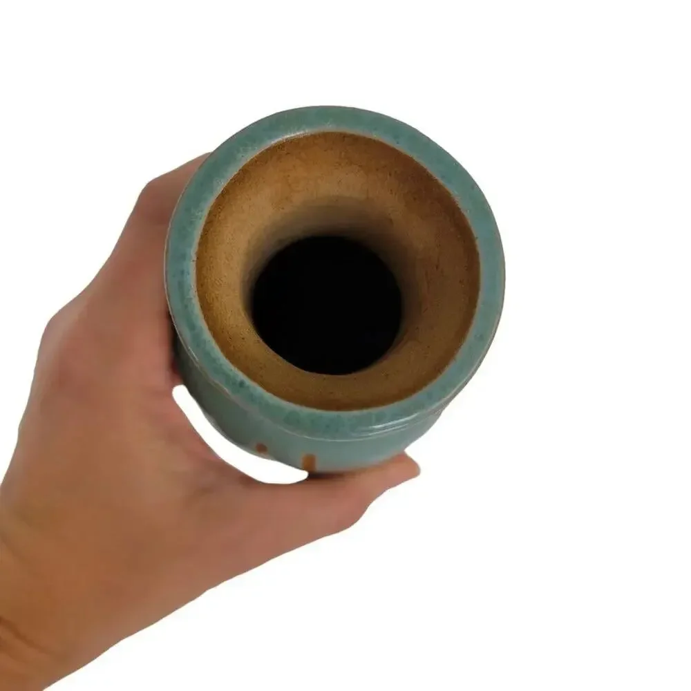 Handmade Pottery Vase Southwestern Teal Terracotta Native Style Small Decorative